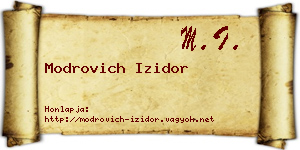 Modrovich Izidor névjegykártya